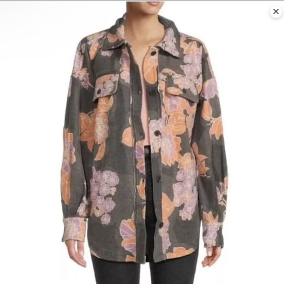 NWT - Free People - Printed Ruby Jacket Shacket Charcoal Combo - Size Medium - Picture 7 of 8